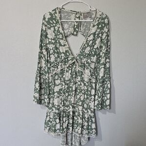 ASOS Green Floral Backless Dress